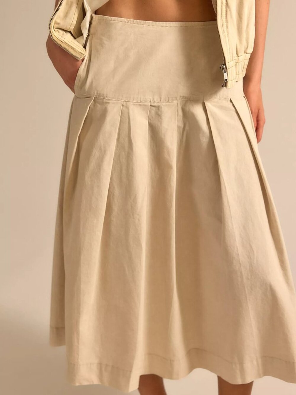 We The Free Skipper Pleated Chino Midi Skirt